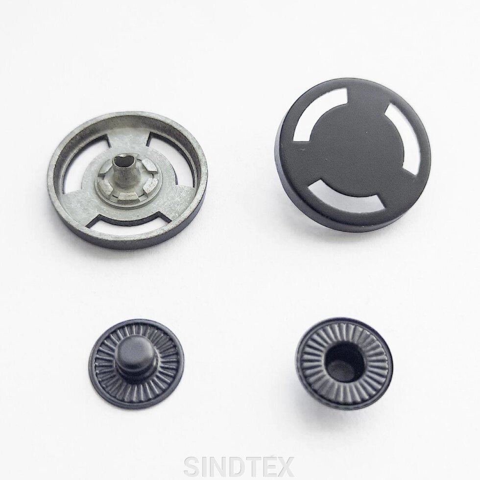 Кнопка з прорізом - 20 мм Чорний 50 шт. Нержавіюча сталь (104707) від компанії SINDTEX - фото 1