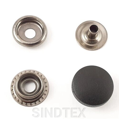 Кнопки #61 чорна пластиковий капелюшок 15 мм (108808) від компанії SINDTEX - фото 1