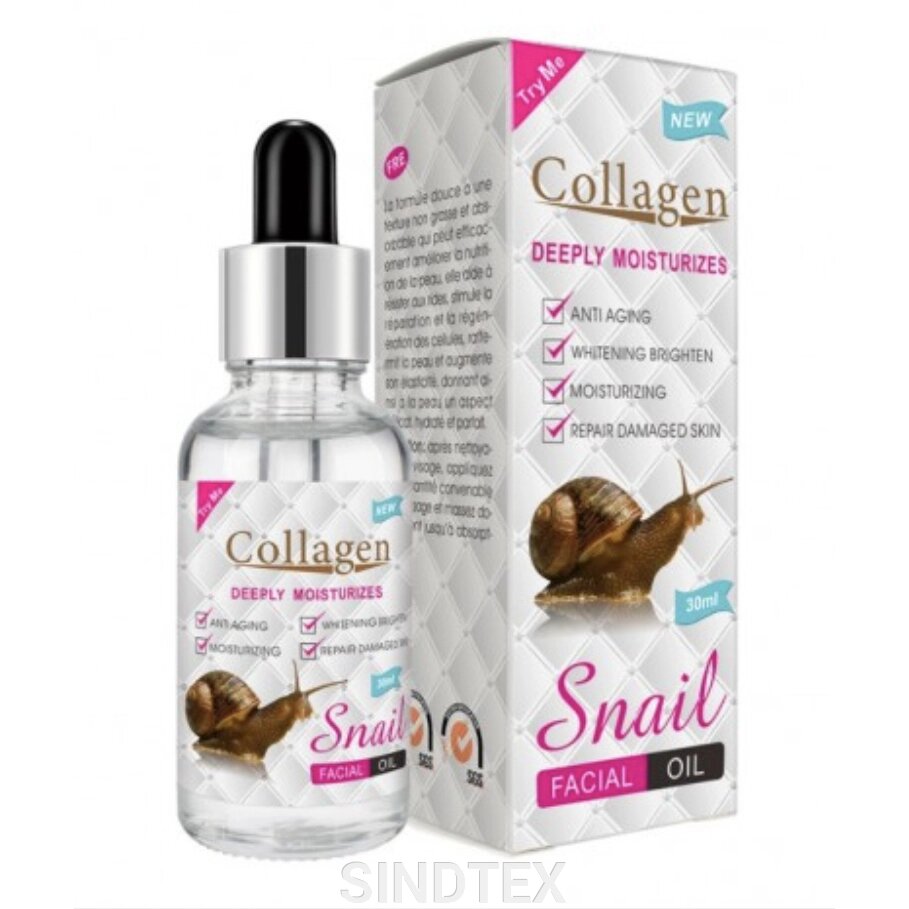 Колагенова олія для обличчя з муцином равлика Snail Collagen, 30 мл від компанії SINDTEX - фото 1