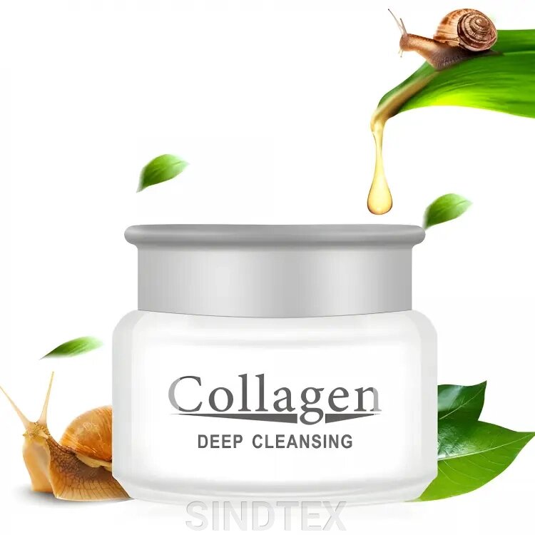 Колагеновий крем для обличчя Collagen Deep Cleansing з муцином равлика, 80гр від компанії SINDTEX - фото 1