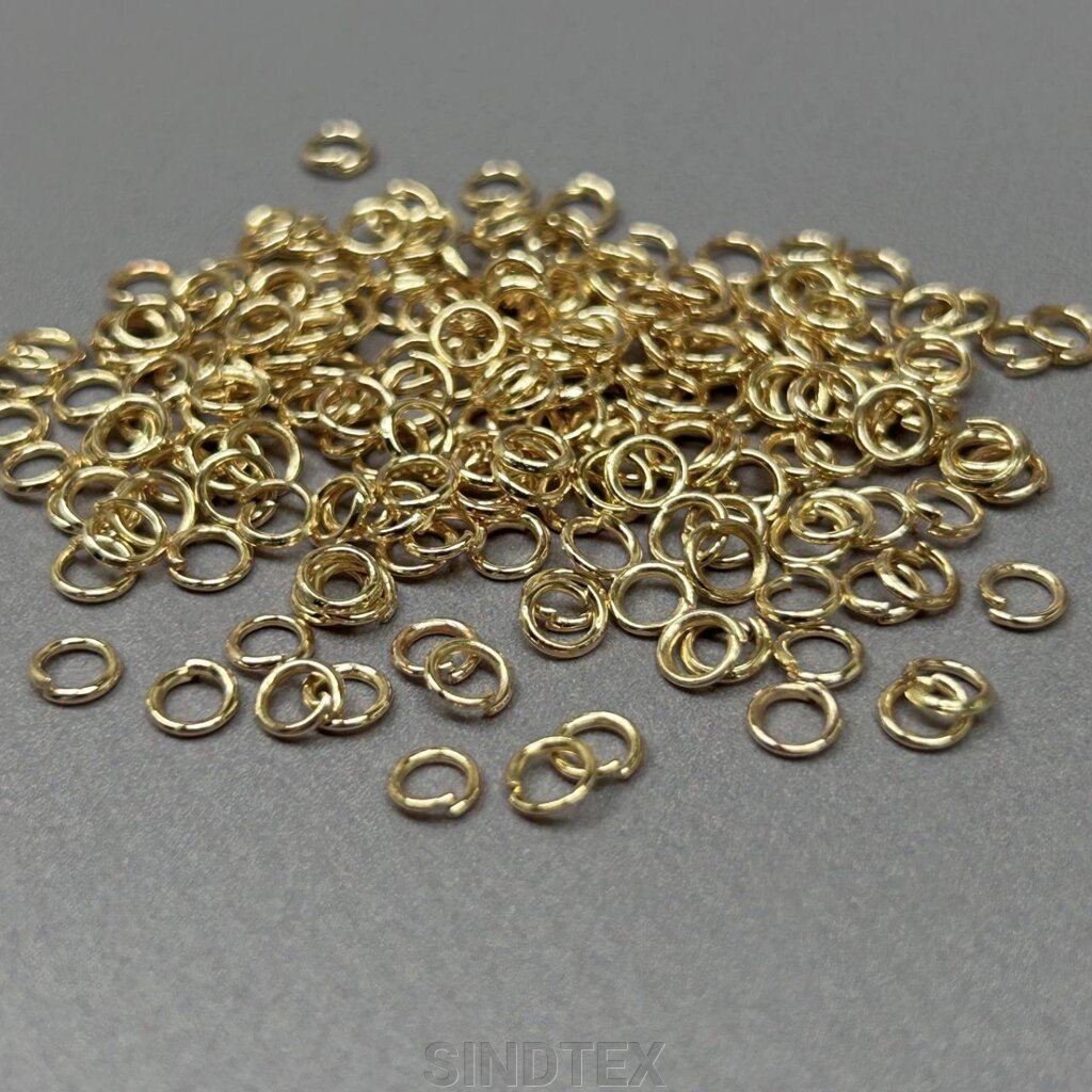 Колечко з'єднувальне, одинарне 4 мм, колір золото - 10г/уп від компанії SINDTEX - фото 1