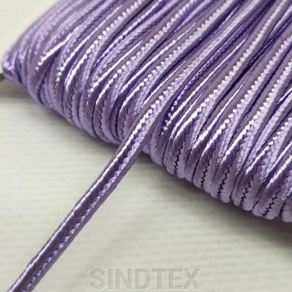Колір бузковий шнур сутажний плоский 3 мм, моток 30 м. від компанії SINDTEX - фото 1