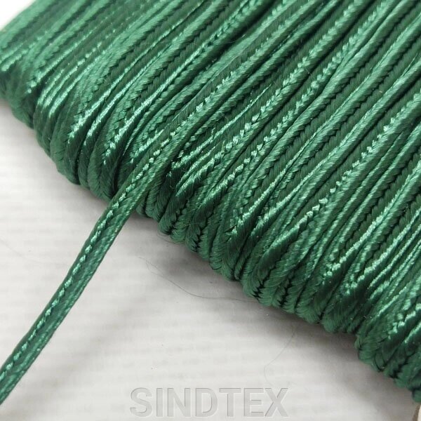 Колір смарагдовий шнур сутажний плоский 3 мм, моток 46 м.. від компанії SINDTEX - фото 1