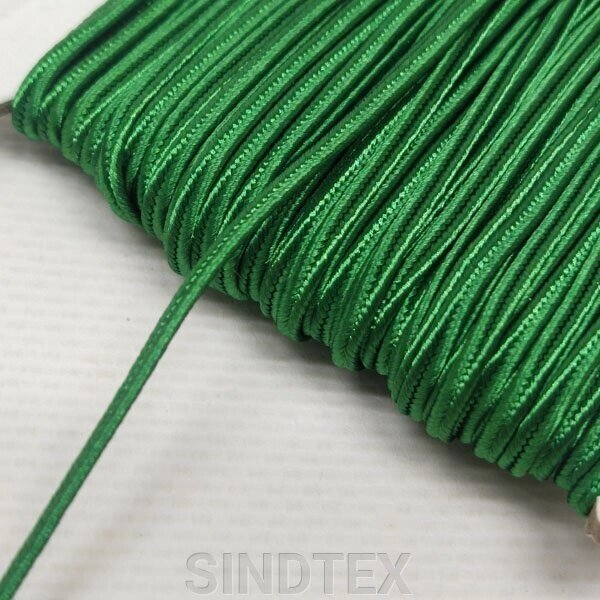 Колір зелений шнур сутажний плоский 3 мм, моток 46 м. від компанії SINDTEX - фото 1