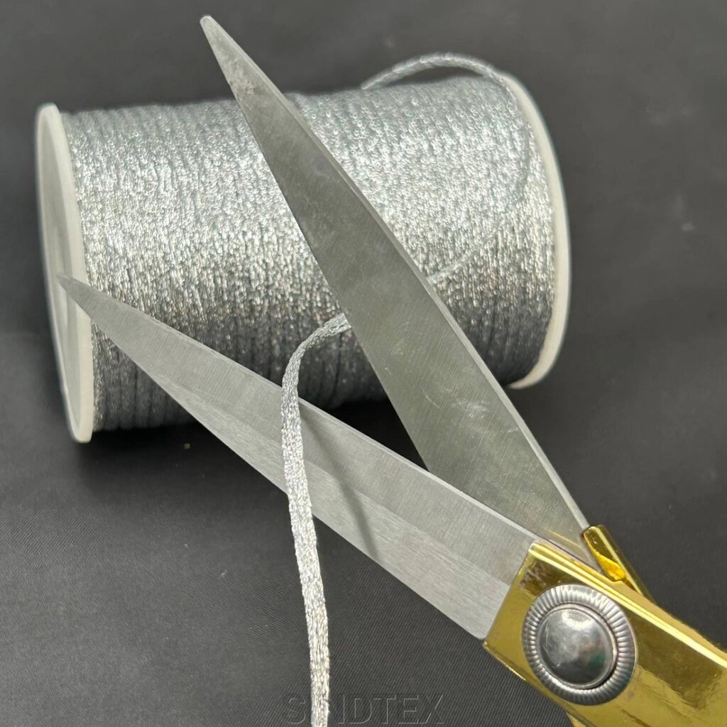 Корсетний шнур, парчевий плоский 3мм - срібло від компанії SINDTEX - фото 1