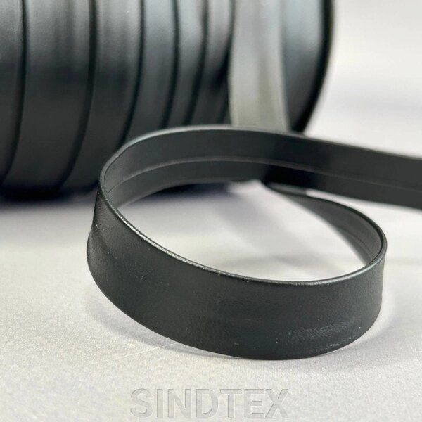 Коса бейка зі шкірозамінника 1,5 см - чорна від компанії SINDTEX - фото 1