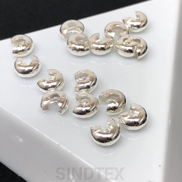 Кримпи, обтискні намистини 5мм, колір Срібло - 3гр/уп від компанії SINDTEX - фото 1