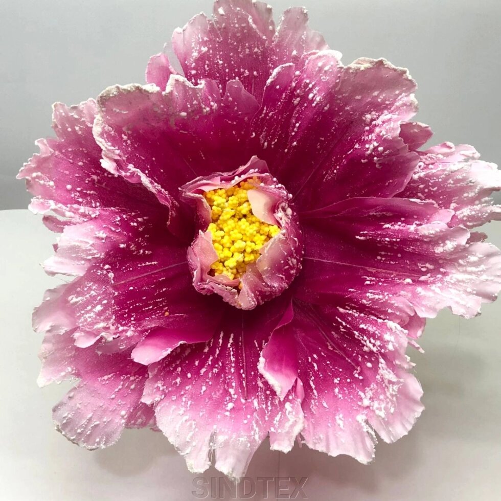 Квітка Тюльпан для декору, велика, колір - малиновий з білим від компанії SINDTEX - фото 1