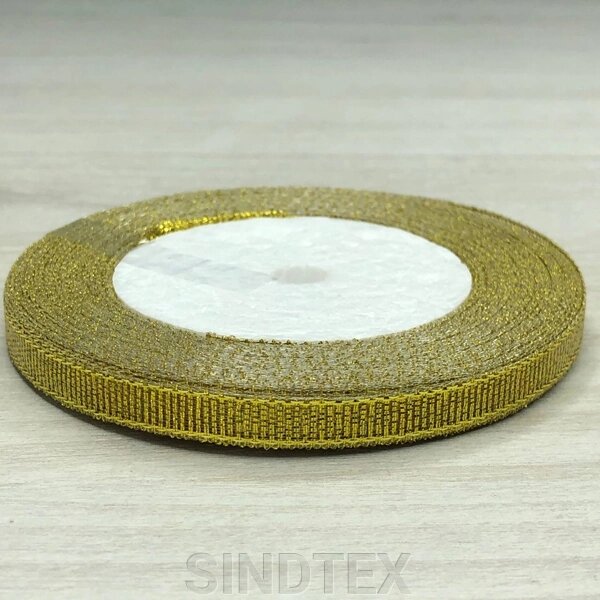 Лента парча - 6 мм, рулон 22 м - золото від компанії SINDTEX - фото 1