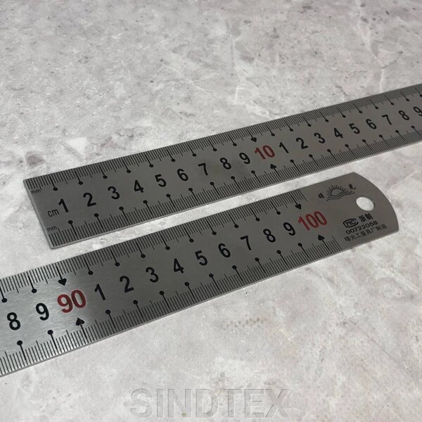 Лінійка металева жорстка, кравецька - 100 см від компанії SINDTEX - фото 1