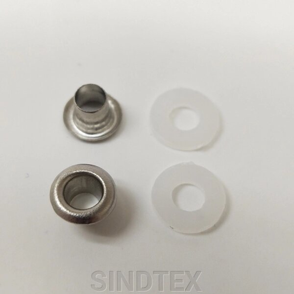 Люверс (Блочка) # 1 D3мм 100шт нікель (з пластиковим кільцем) від компанії SINDTEX - фото 1
