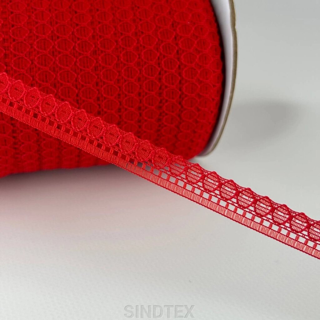 Мереживо гіпюрове вузьке 12 мм - червоний від компанії SINDTEX - фото 1