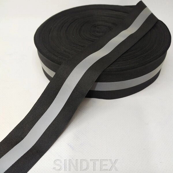 На метраж стрічка-тасьма світловідбиваюча  5см, чорна від компанії SINDTEX - фото 1