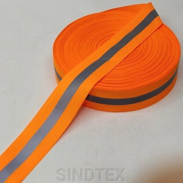 На метраж стрічка-тасьма світловідбиваюча  5см, помаранчева від компанії SINDTEX - фото 1