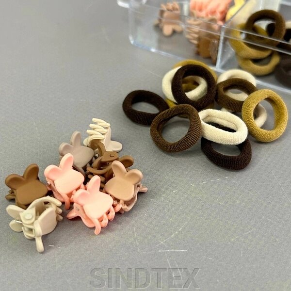 Набір "МІНІ" резинок і крабиків для волосся в органайзері від компанії SINDTEX - фото 1