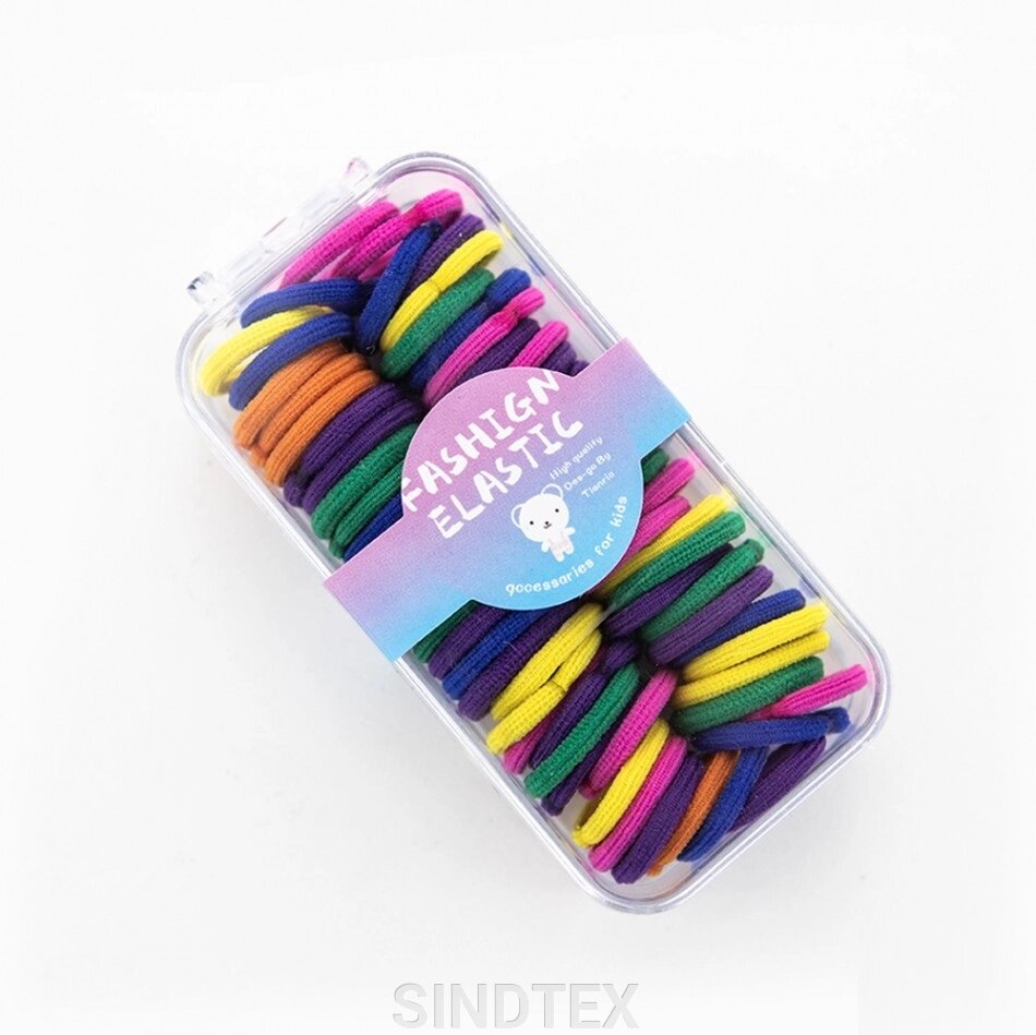 Набір резинок для волосся 2 см в органайзері - мікс кольорів 2 від компанії SINDTEX - фото 1