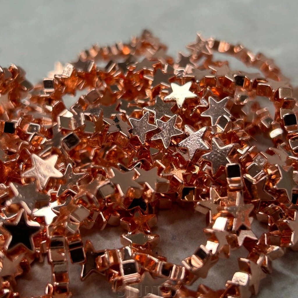 Намистини гематит зірочка 7 мм, (70 шт) - Рожеве золото від компанії SINDTEX - фото 1