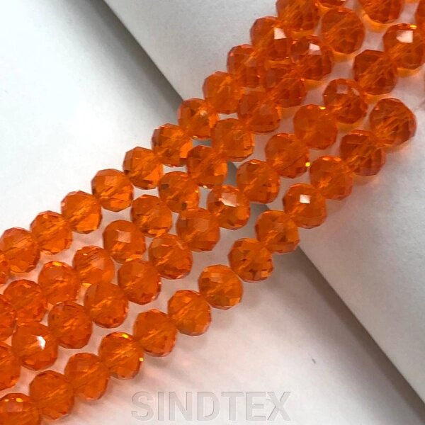 Намистини кришталеві рондель 8х6мм, нитка-65 од, помаранчевий прозорий від компанії SINDTEX - фото 1