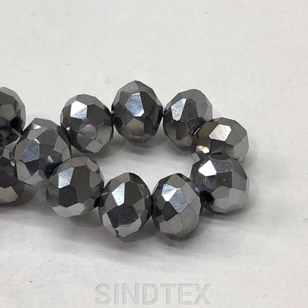 Намистини кришталеві рондель 8х6мм, нитка-65 од, сріблястий матовий від компанії SINDTEX - фото 1
