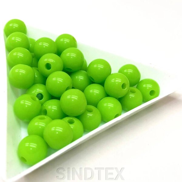 Намистини пластикові 8 мм - 10 гр, колір салатовий #16 від компанії SINDTEX - фото 1