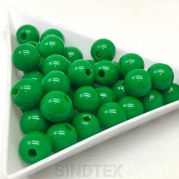 Намистини пластикові 8 мм - 10 гр, колір зелений #11 від компанії SINDTEX - фото 1