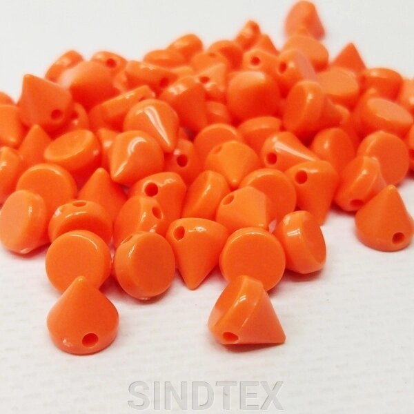 Намистини пластикові конус 8х8мм - 10 гр, колір помаранчевий від компанії SINDTEX - фото 1