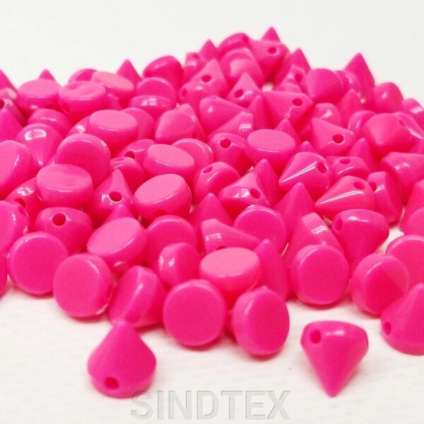 Намистини пластикові конус 8х8мм - 10 гр, колір рожевий від компанії SINDTEX - фото 1