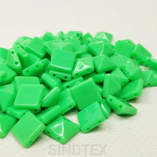 Намистини пластикові пірамідка 5х10мм - 10 гр, колір зелений неон від компанії SINDTEX - фото 1