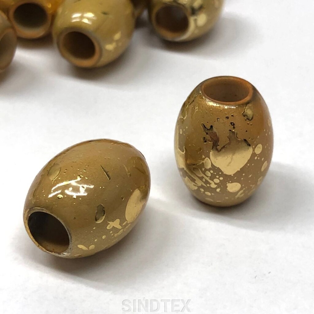 Намисто-кінцевик Оливка 15х18 мм #00127 - бежевий із золотом від компанії SINDTEX - фото 1