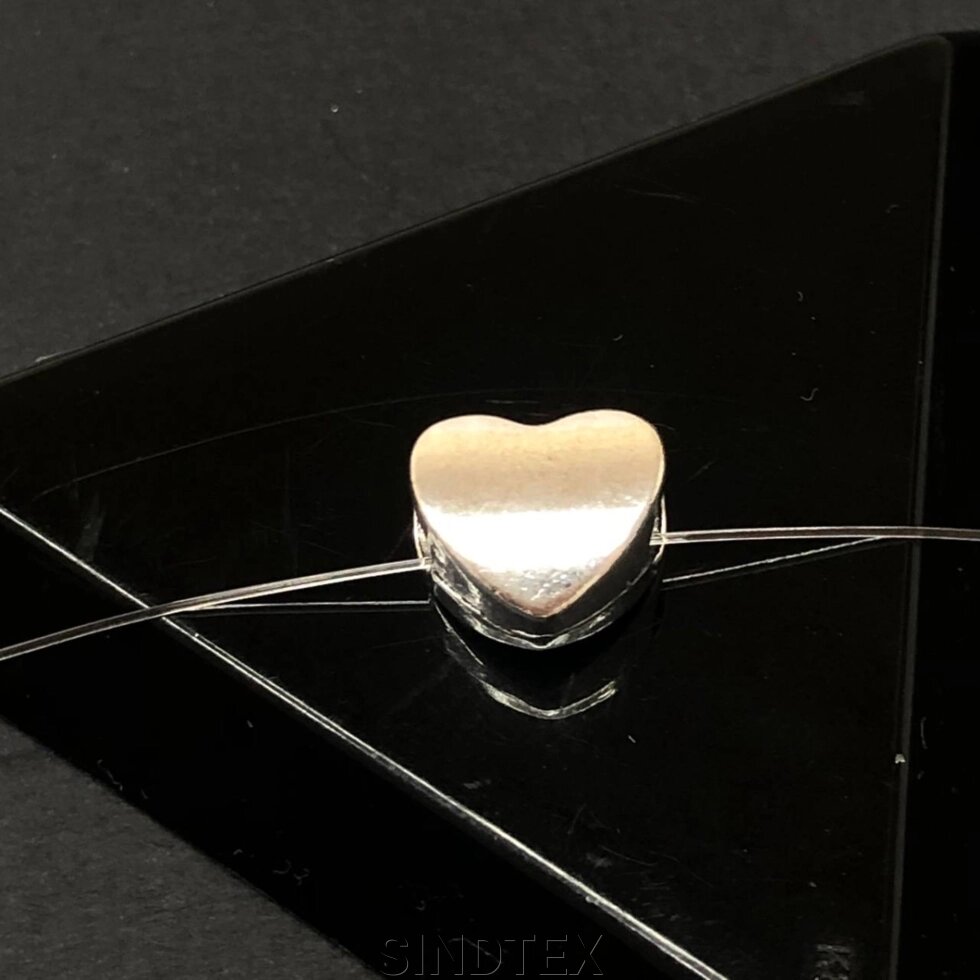 Намисто металеве "Серце" 11х10 мм, колір Сталь від компанії SINDTEX - фото 1