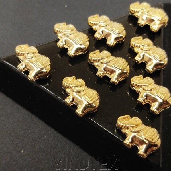 Намисто "Слон" 9х13 мм металева, колір Золото від компанії SINDTEX - фото 1