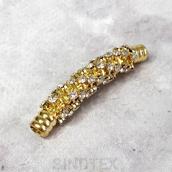 Намисто-трубочка вигнута 46 мм - лимонне золото від компанії SINDTEX - фото 1