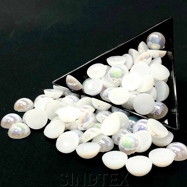 Напівбусини перламутрові 10 мм, 10 гр/уп колір - Білий з АВ покриттям від компанії SINDTEX - фото 1