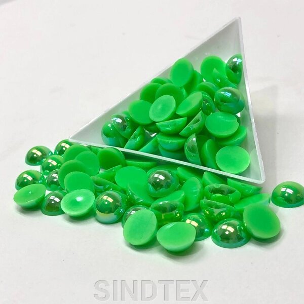 Напівбусини перламутрові 10 мм, 10 гр/уп колір - салатовий з АВ покриттям А21 від компанії SINDTEX - фото 1