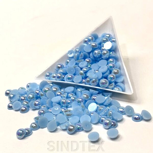 Напівбусини перламутрові 6 мм, 20 гр/уп колір - блакитний з АВ покриттям - А10 від компанії SINDTEX - фото 1