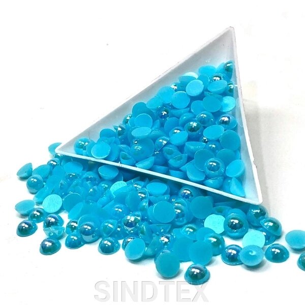 Напівбусини перламутрові 6 мм, 20 гр/уп колір - блакитний з АВ покриттям - А3 від компанії SINDTEX - фото 1