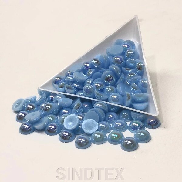Напівбусини перламутрові 8мм, 10 гр/уп - колір блакитний #А10 з покриттям АВ від компанії SINDTEX - фото 1