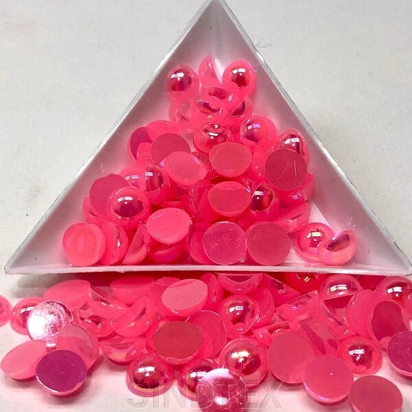 Напівбусини перламутрові 8мм, 10 гр/уп - колір рожевий #52 з АВ покриттям від компанії SINDTEX - фото 1