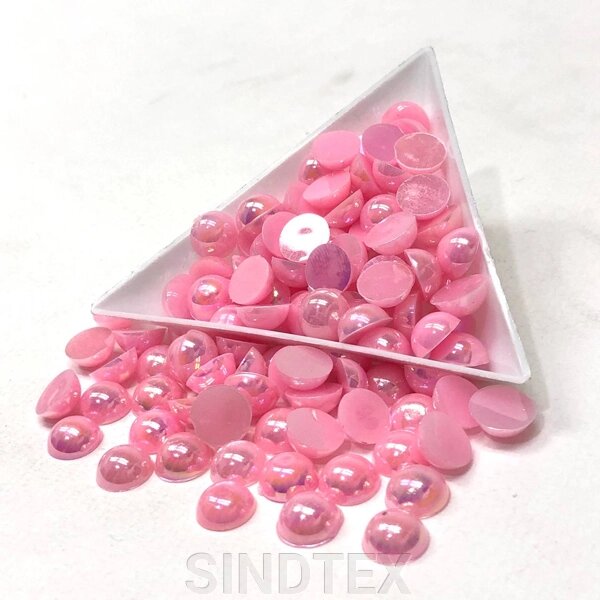 Напівбусини перламутрові 8мм, 10 гр/уп - колір рожевий #8 з АВ покриттям від компанії SINDTEX - фото 1