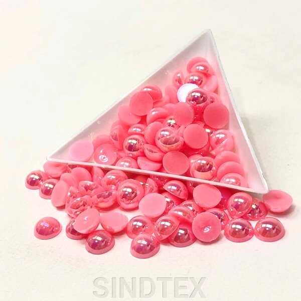 Напівбусини перламутрові 8мм, 10 гр/уп - колір рожевий #А13 з покриттям АВ від компанії SINDTEX - фото 1