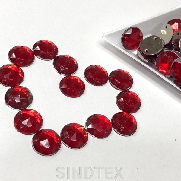 Напівбусини пришивні грановані 12 мм, 20 г/уп колір - червоний від компанії SINDTEX - фото 1
