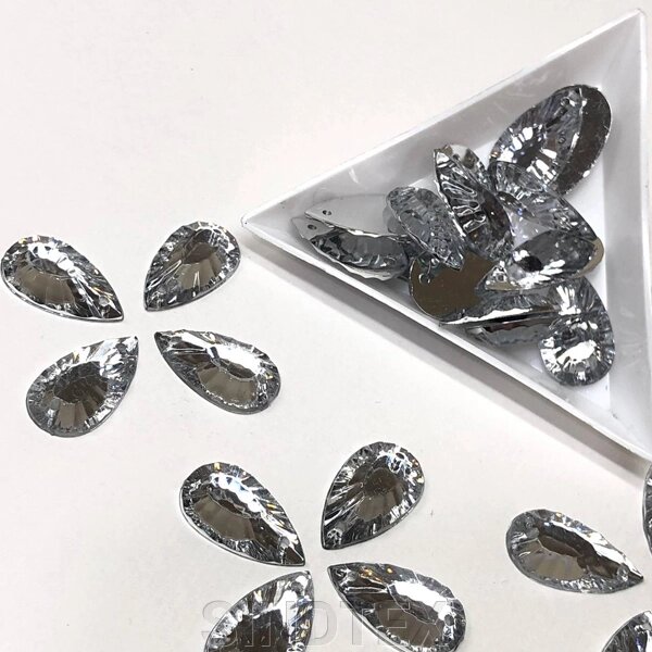 Напівбусини пришивні крапля грановані 12х20мм, 25 шт колір - срібло від компанії SINDTEX - фото 1
