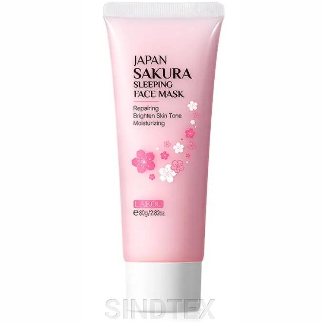 Нічна маска з екстрактом сакури Laikou Japan Sakura Sleeping Face Mask, 80мл від компанії SINDTEX - фото 1