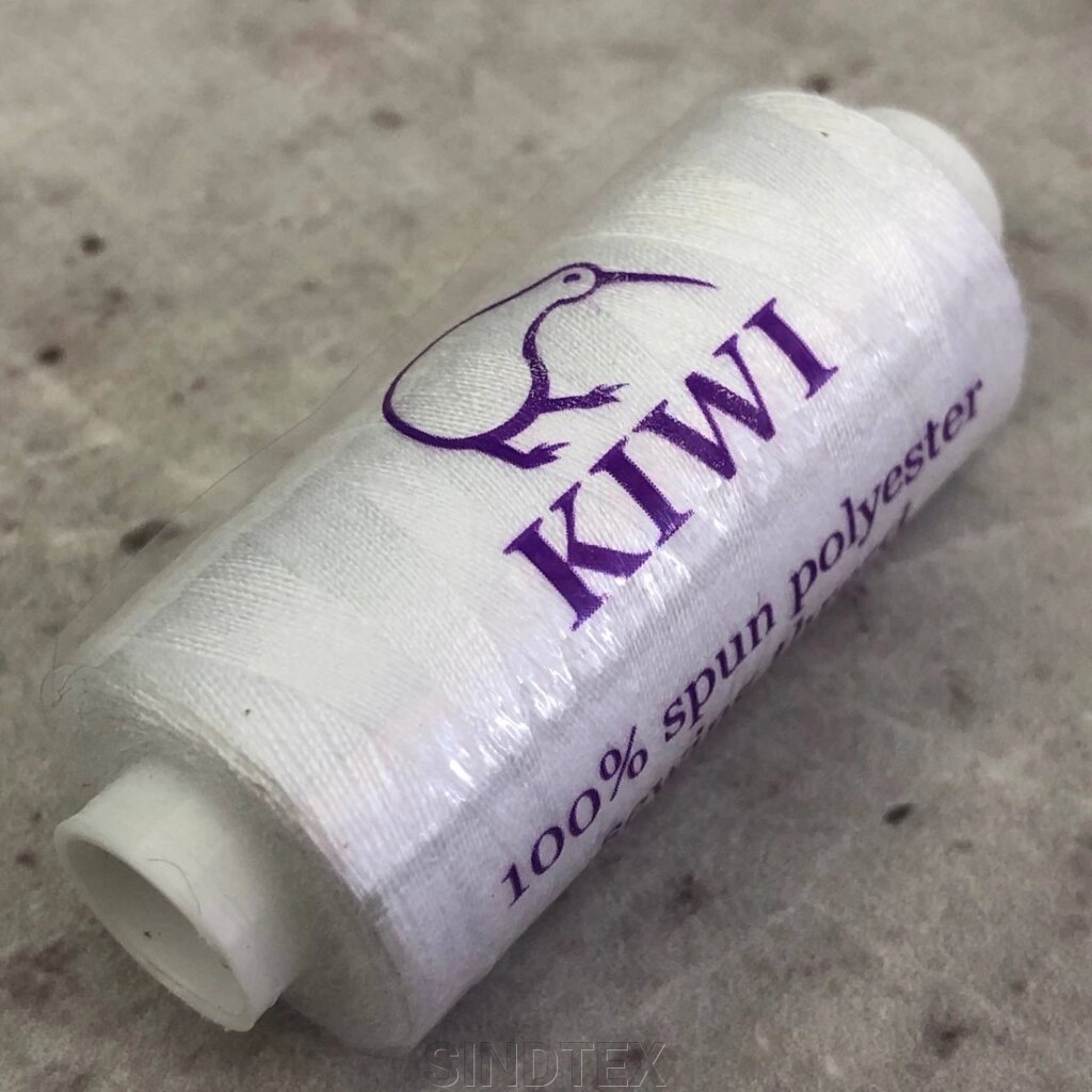 Нитки KIWI у котушках, швейні 100 поліестер 40/2 (200м) білі від компанії SINDTEX - фото 1