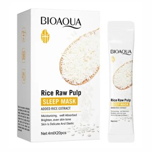Нічна маска для обличчя у стику Bioaqua Rice Raw Pulp з екстрактом рису, 4мл