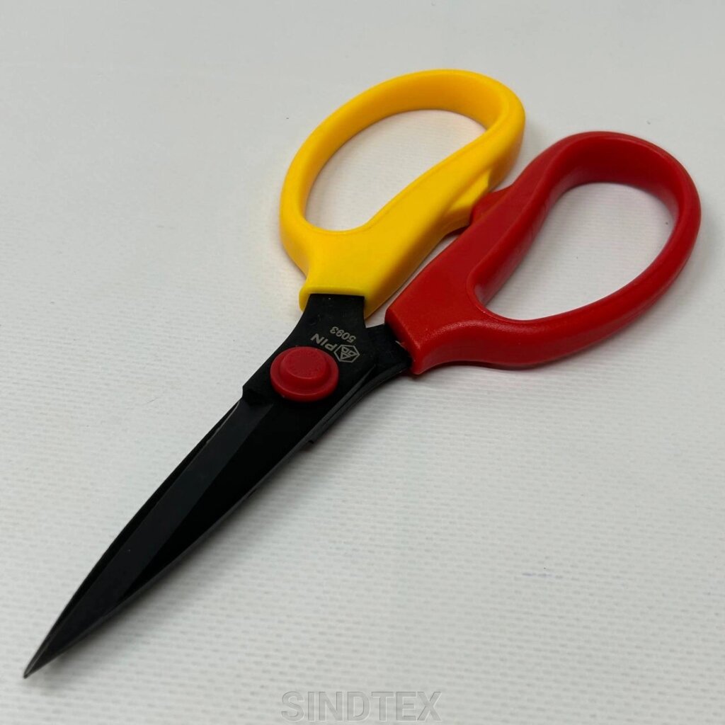 Ножиці кравецькі Pin №5093 - червоно-жовті від компанії SINDTEX - фото 1