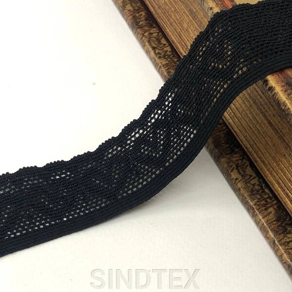 Оздоблювальна еластична резинка мереживо для білизни 3 см - колір чорний від компанії SINDTEX - фото 1