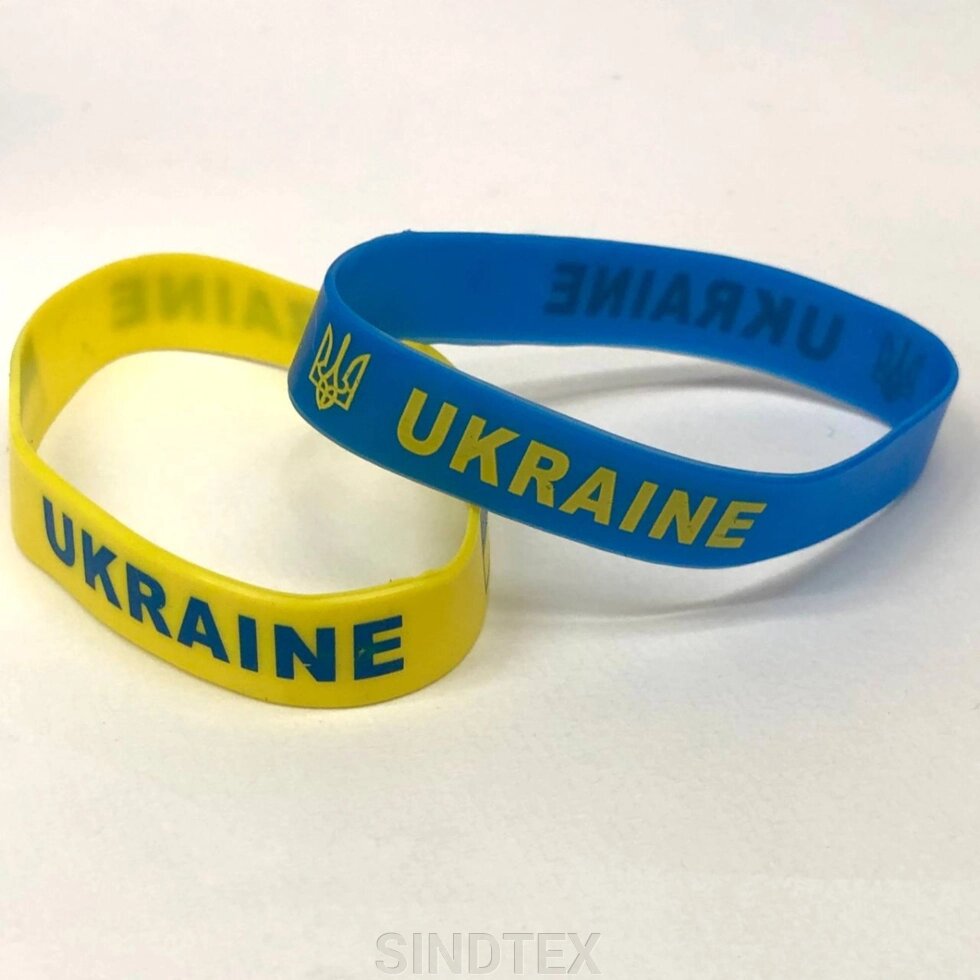 Пара силіконових браслетів Україна жовто-блакитний 1 см від компанії SINDTEX - фото 1
