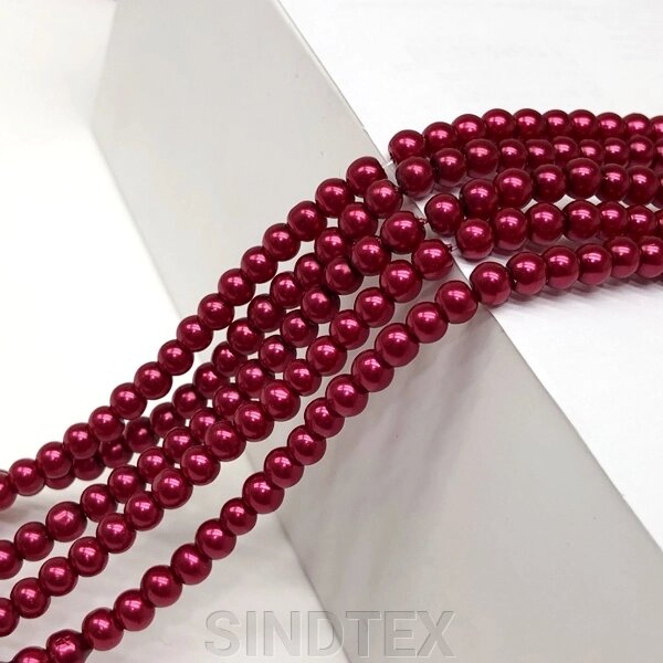 Перли скляні Майорка 4мм - 210шт, колір - червоний від компанії SINDTEX - фото 1