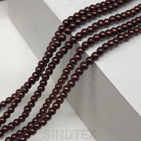 Перли скляні Майорка 4мм - 210шт, колір - шоколадний від компанії SINDTEX - фото 1